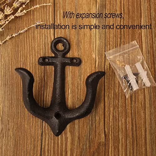Eaedmy Vintage Retro Cast Iron Nautical Anchor Hook, Anchor Towel Coat Hooks Key Hooks Wall Hooks Nautical Coastal Bathroom Wall Decor Hooks, Including Screws (7.Four Colors) #TOP5