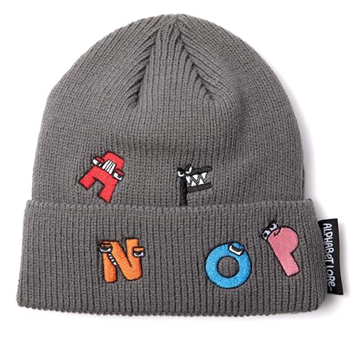 Alphabet LORE – Multi-Character Knit Beanie w/Embroidered Patches | Unisex Cap for Kids & Teens | Back-to-School Accessory | Fall & Winter Fashion | Officially Licensed