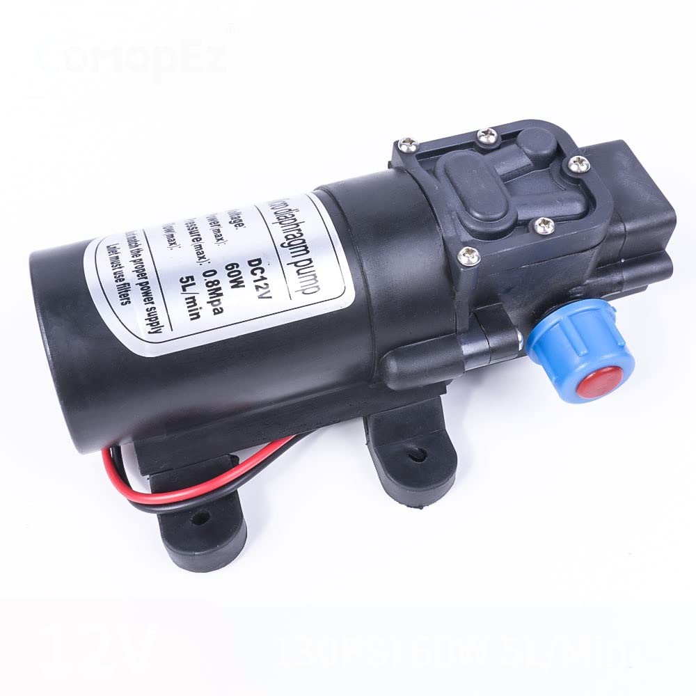 Pompy wodne, części i akcesoria DC 12 V 60 W 130 PSI 5 l / minimalna pompa membranowa wysokociśnieniowa wodna, samozasysająca pompa zwrotna do wózka ogrodowego