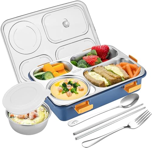 Claiez Lunch Box for Adults - Lunch Box for Kids with Spoon & Fork - Stainless Steel Lunch Box with 4 Compartment - Durable Perfect Size for On-The-Go Meal, BPA-Free (Blue),1.3 Litre (4 Compartment) (B0D63BBBSJ) Amazon Price History, Amazon Price Tracker