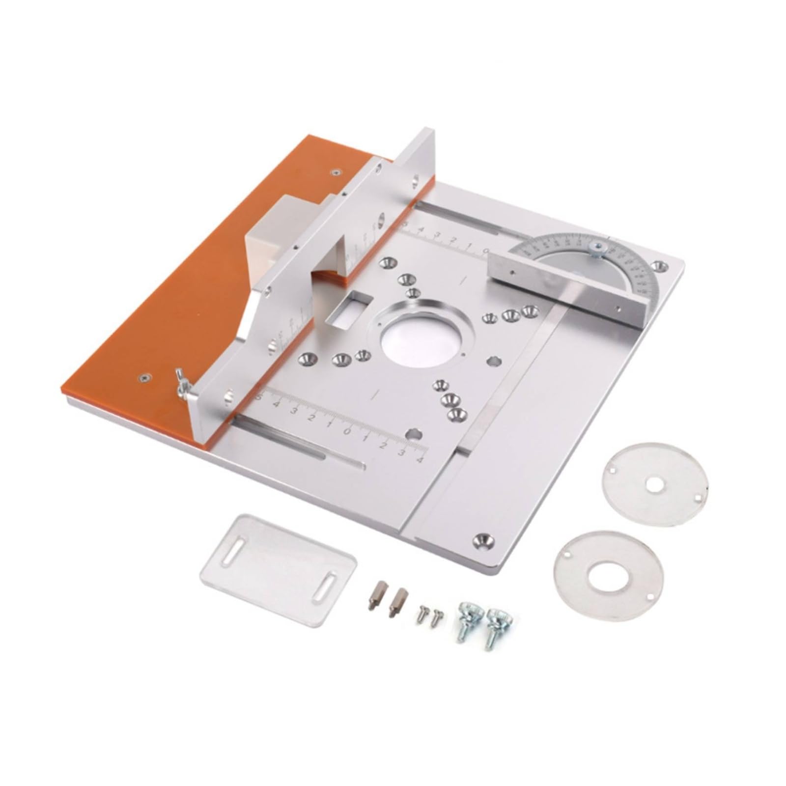 Piatto Fresatrice Legno Piastra Inserto Tavolo Base Guida in Alluminio Rettangolare con Angoli Arrotondati E Slot Allungati per Regolazioni Rapide, style to 3