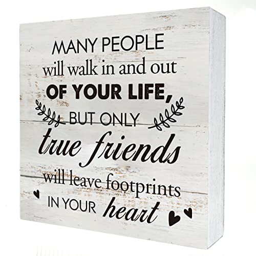Kinship Wooden Box Sign Desk Decor Rustic Wood Block Plaque Box Sign for Home Living Room Shelf...