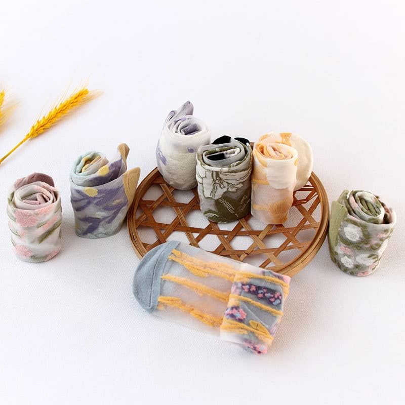 Miniatura 4 de CYee 7 pares de calcetines estéticos florales transparentes para mujer, calcetines de malla bordada vintage con volantes, calcetines de encaje con