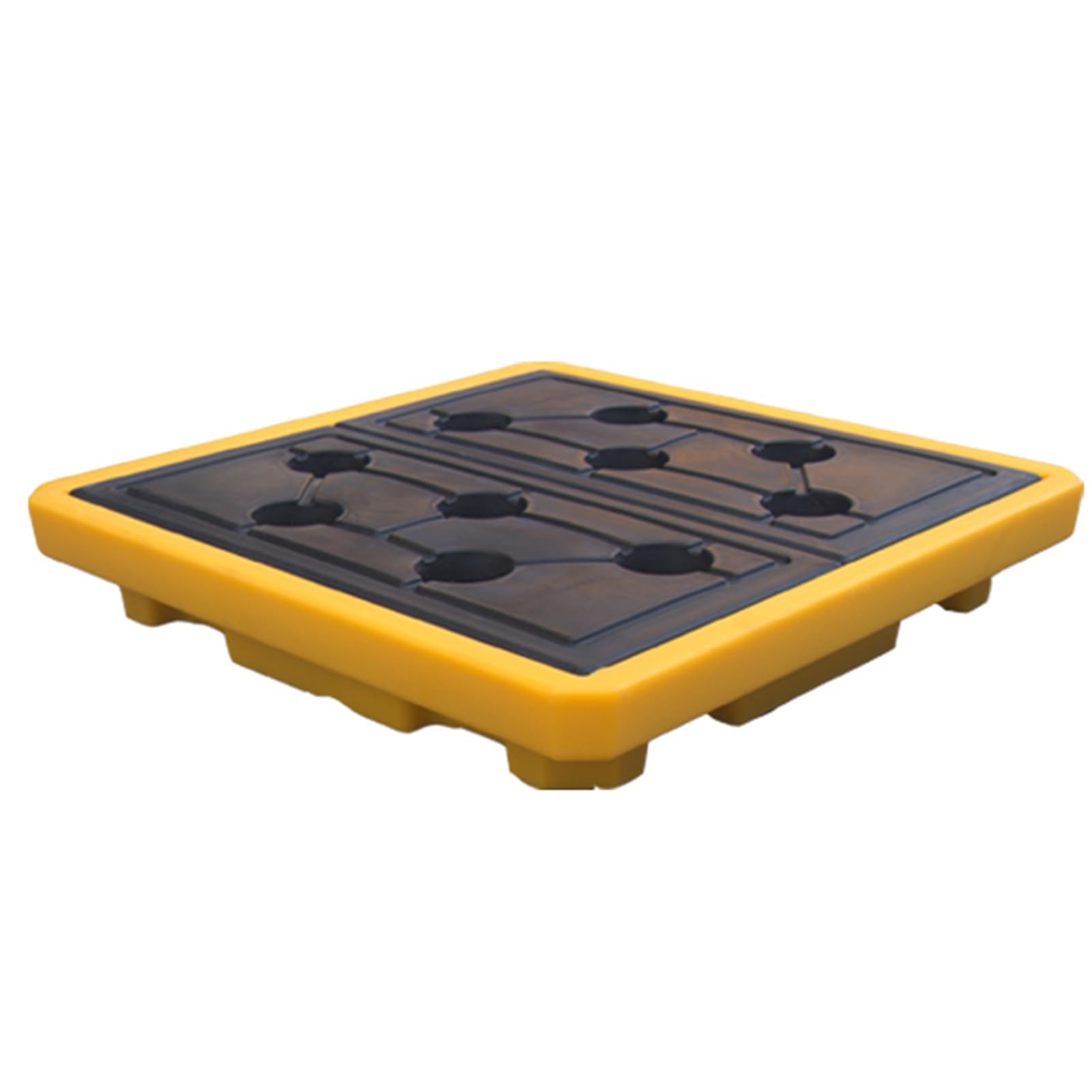 JKJZSALJ Spill Containment Platform,Yellow And Black Spill Containment Pallet, Stackable Polyethylene Spill Platform With Drain Outlet, Leakproof Grating Tray, Modular 67.5X67.5X1,67.5x67.5x12CM