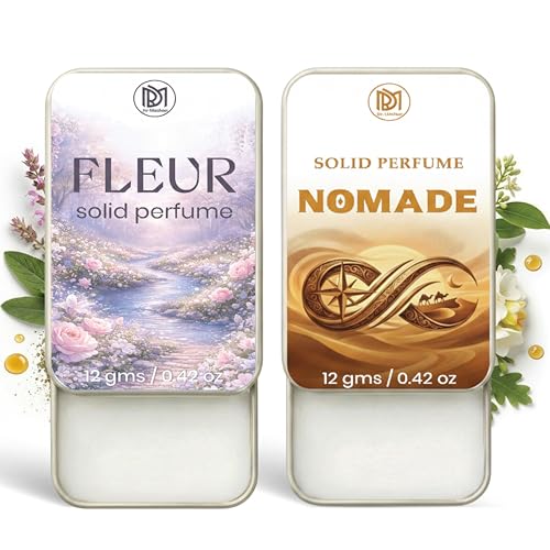 Image of Dr.Mashur Solid Perfume |Nomade&Fleur Alcohol Free Wax Perfume Balm, Long Lasting | Pocket Tin 12g, Pack Of 2| Non Greasy Smooth Glide, Travel Friendly Men And Women