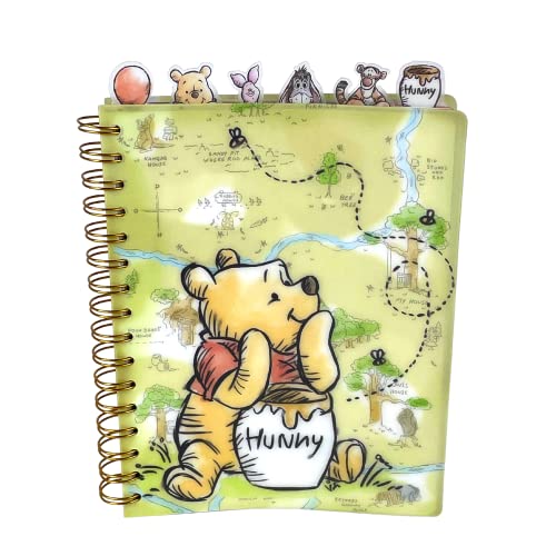 Image of Disney Winnie The Pooh Tab Journal Notebook, Spiral Bound, 144 Lined Pages, 8 x 7 inches