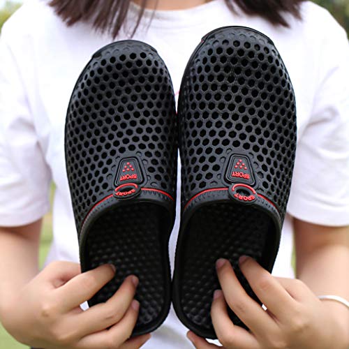 Yowablo Schuhe Frauen Männer Paare Unisex Aushöhlen rutschfeste Hausschuhe Strand Im Freien (39 EU,Schwarz)
