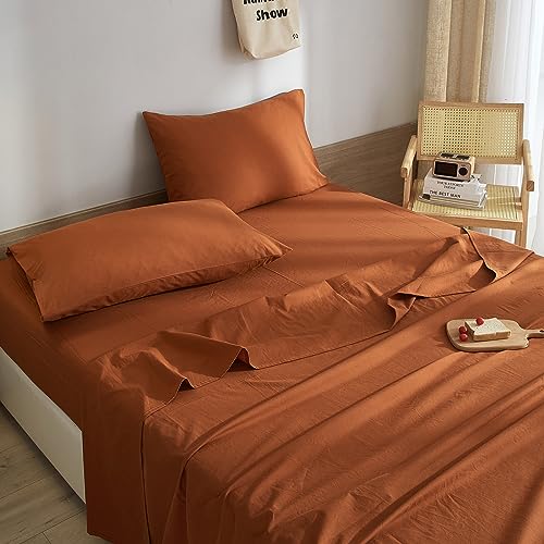 Luxury Soft King Size Sheets Set Pumpkin Caramel Bedding Sheets, Breathable & Cooling Sheets Deep Pockets 4 Pieces Bed Sheets, Easy Fit 100% Washed Microfiber Bedding Sheets For King Size Bed #TOP5