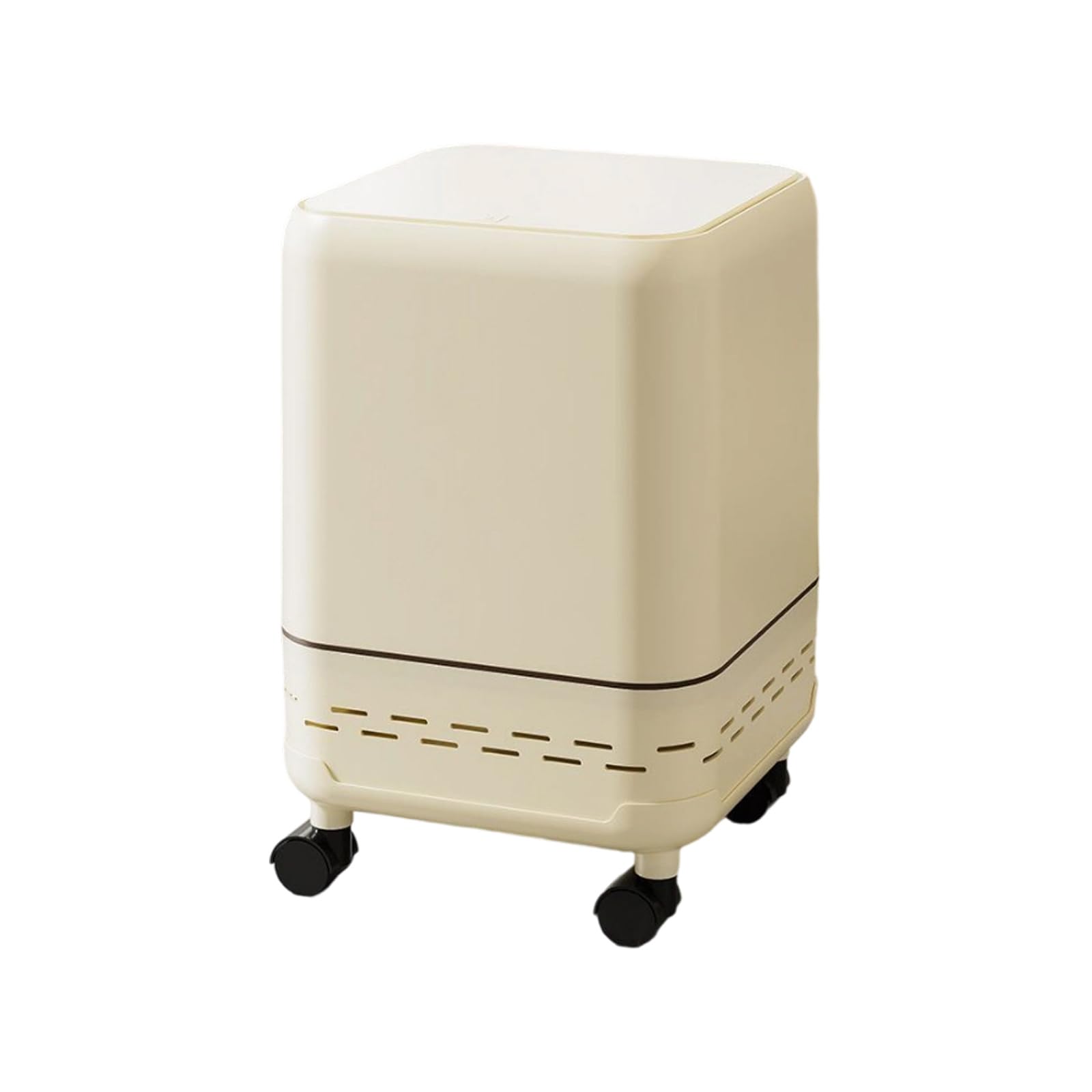 Cubo de basura con ruedas y tapa lisa, diseño moderno para encimeras, cubo de basura pequeño con ruedas