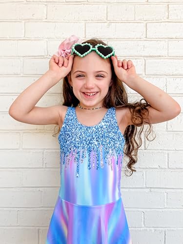 Image of Yousie Girls Swimsuit One Piece Tropical Kids Bathing Suit Swimwear Adjustable Swim Dress 5-9 Years