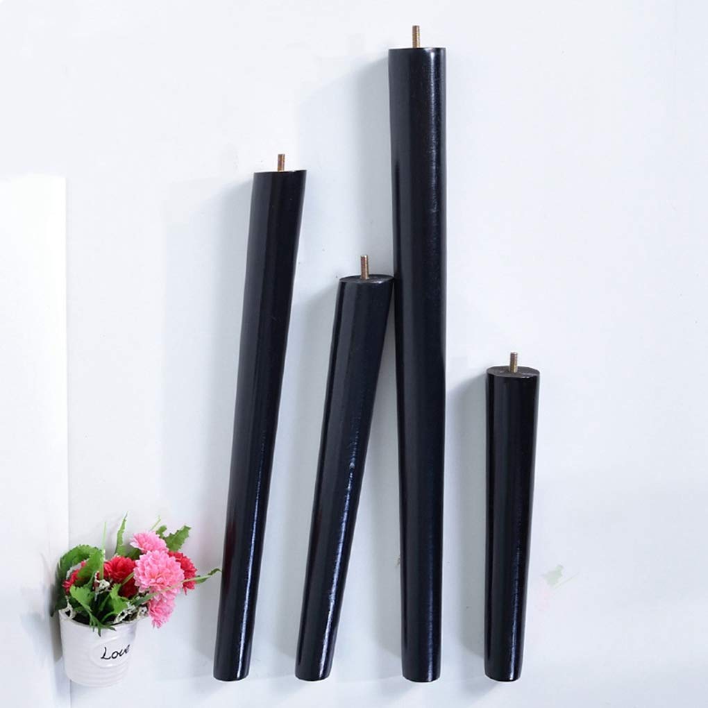 4 gambe in legno massello coniche di ricambio per mobili, gambe per mobili da divano, letto, sedia, divano, gambe in legno, filettatura M8, colore nero (cono obliquo 20 cm)