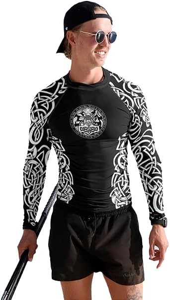 Viking Mens Fight Rash Guard Long Sleeve Baselayer Cool Dry BJJ MMA Jiu Jitsu Compression Shirt