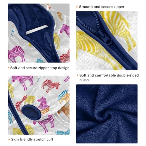 CHIFIGNO Colorful Zebra Toddler Boys Zip up Jacket Light Soft Fleece Jacket 3T3