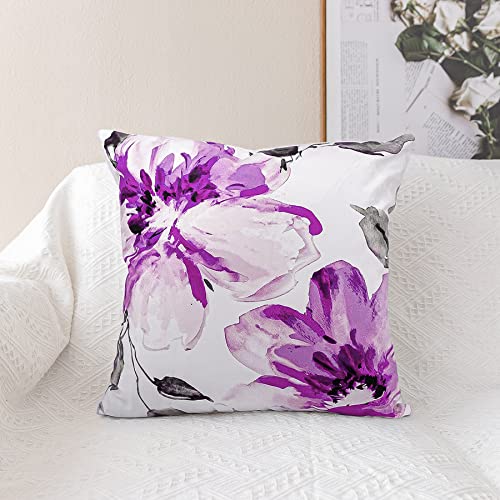 Nymphia Spring Pillow Covers 18X18, Purple Watercolor Floral Decorative Throw Pillows For Couch Sofa Bed, Set Of 2 #TOP3