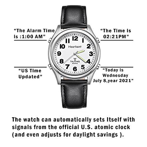 Hearkent Atomic Talking Watch Announce Hourly Chime Watch Speaking Alarm Watch Father’s Day Gift