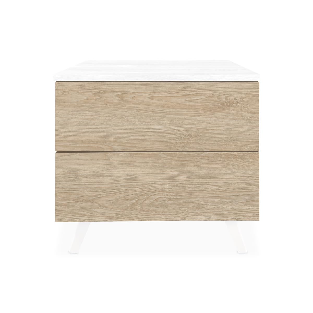 Homey Nordic Style Nightstand Nora Model with 2 Drawers and Legs | Practical and Elegant Design, Andersen-Oak, 52 cm (Ancho) x 50 cm (Alto) x 34,8 cm (Fondo)