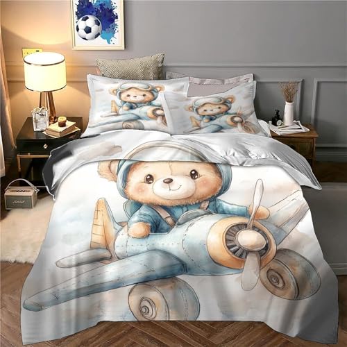 Housse de couette ours pilot facile à laver lit King - 6