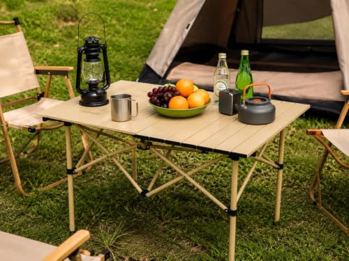 Image of Foldable Camping Table for Outdoor Picnic & Travel | Portable Lightweight Aluminium Folding Table for Camping, BBQ, Garden, Patio & Beach Use | Compact Roll-Up Picnic Table (120 CM)