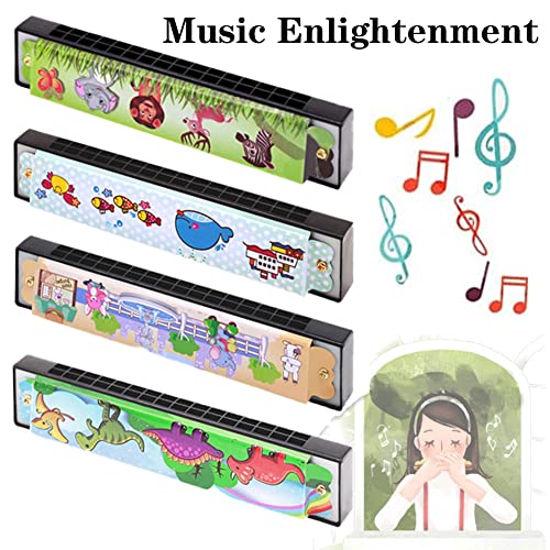 Mundharmonika für Kinder, 4 Stück Mundharmonika-Spielzeug für Kinder, Mundharmonika Diatonisch, 16 Loch Mundharmonika C-Dur, Harmonika, Sehr Geeignet für Anfänger, Kinder, Studenten