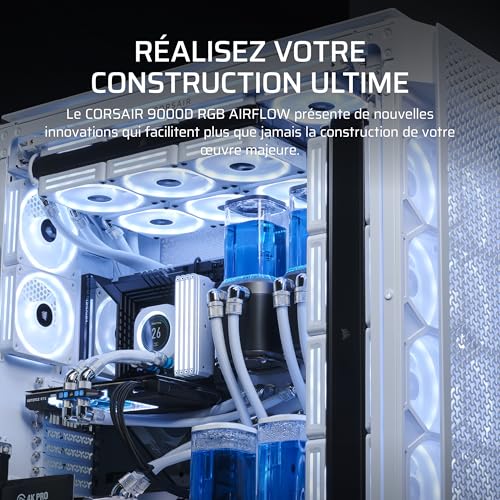 CORSAIR 9000D RGB Airflow Boîter PC Super-Tour – Intérieur Vaste – Système de Support pour Ventilateur InfiniRail™ – Pas de Ventilateurs Inclus – Hub de Système iCUE Link Inclus – Noir