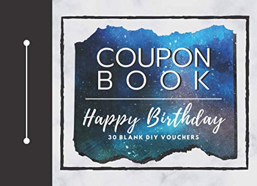 Happy Birthday Coupon Book: Fillable 30 Blank DIY Vouchers | Coupon Book for Couples, Her, Him, Lovers, Wife, Husband, Girlfriend, Boyfriend, Partner, ... Great Gift Idea | Watercolor Sky Cover Design