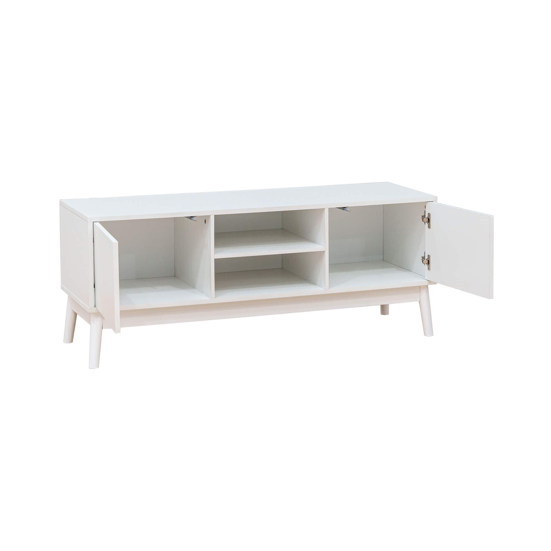 Rebecca Mobili Mobile Porta Tv, Credenza Bassa per Salotto, Bianco, Truciolato Nobilitato, con 2 Ante e 2 Ripiani, con Foro Passacavi - Misure HxLxP: 48 x 120 x 39,5 cm - Art. RE7066