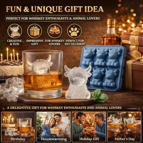 Molde para cubitos de hielo vaca Highland mini silicona miniatura 6