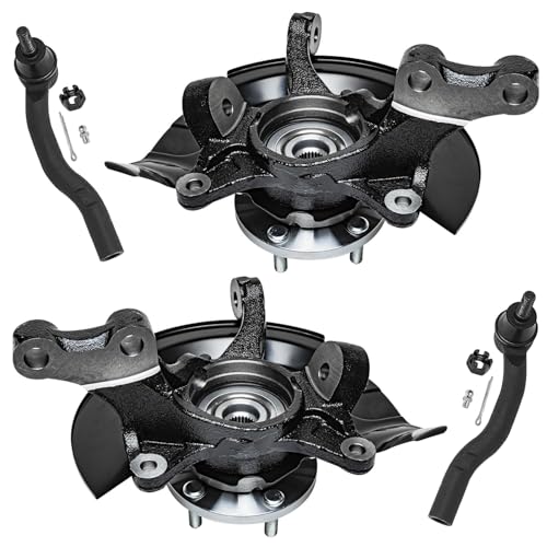 Detroit Axle - 2.4L Front 4pc Steering Knuckles Kit for 04-06 Toyota Camry, 2 Steering Knuckles & Wheel Bearing Hubs 2 Outer Tie Rods 2004 2005 2006 [Vehicle Built in USA] Replacement -  4SU48669