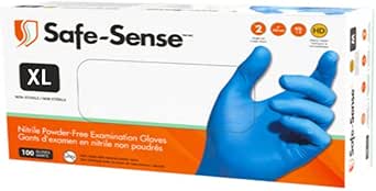 Safe-Sense Nitrile Blue Medical Gloves, 4mil, 9 Inches - Chemotherapy Tested, Disposable, for Kitchen, Cooking and Food Prep (X-Large)