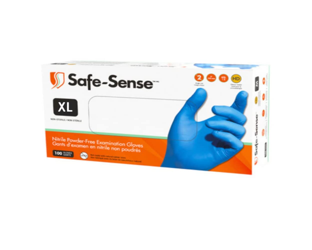Safe-Sense Nitrile Blue Medical Gloves, 4mil, 9 Inches - Chemotherapy Tested, Disposable, for Kitchen, Cooking and Food Prep (X-Large)