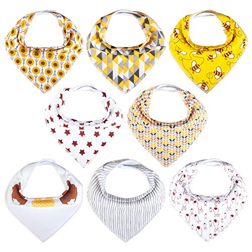 Baby Bandana Drool Bibs for Boys Girls - Liueem 8-Pack Baby Bibs 100% Organic Cotton and Super Absorbent Bibs for Drooling and Teething