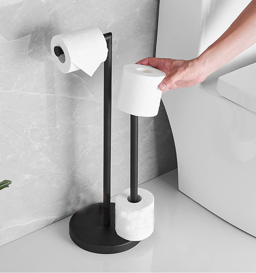 Portarrollos de Papel higiénico Independiente para Pared, para Cocina o baño, con Reserva, de Acero Inoxidable SUS304, Color Negro Mate.