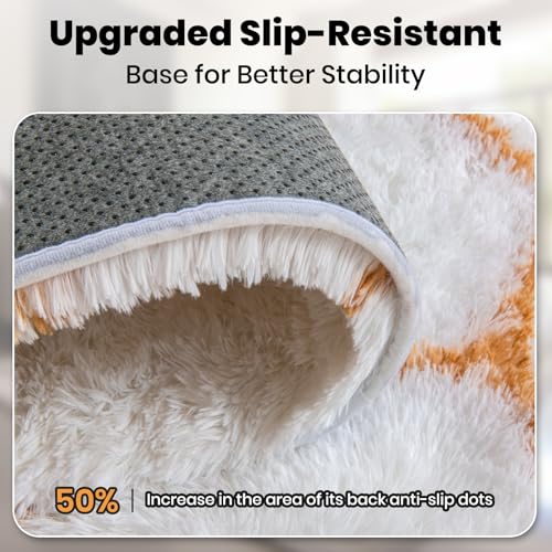 Zentavio Area Rugs for Living Room Large Rugs for Bedroom 5x8 Carpet Fluffy Fuzzy Soft Shag Aesthetic Plush High Pile Throw Rug for Nursery Kids Room Dorm Honeycomb Khaki