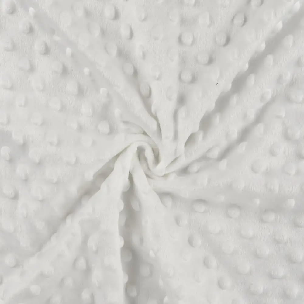 Luxury Dimple Supersoft Cuddle Fleece Fabric Material - White (1/2Mtr - 150cm x 50cm)