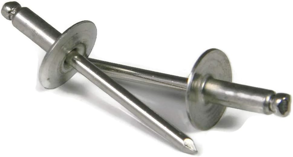 Stainless Steel Pop Rivets Large Flange 3/16 inch Diameter (#6LF) Bulk Quantity Box (6-8LF, 3/16 x 1/2 Grip (0.376-0.500) - 2,500pcs)
