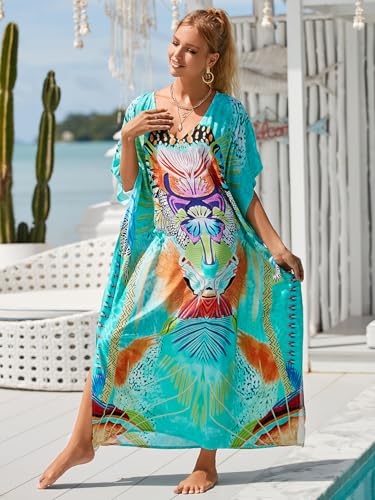 Image of Kaftan Dresses for Women Plus Size Bathing Suit Cover up Caftan Maxi Beach Dresses