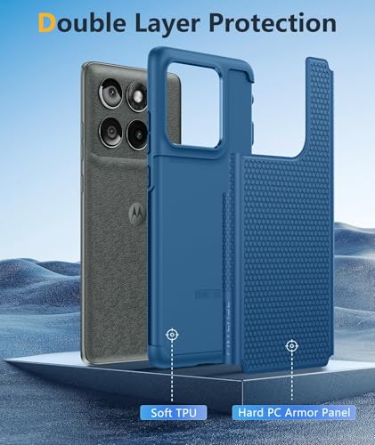 Image of FNTCASE for Motorola Edge 2025 Case: Dual Layer Protective Lightweight Duty Cell Phone Cover Shockproof Rugged with Non Slip Textured Back - Military Protection Bumper Tough - 6.7inch (Blue)
