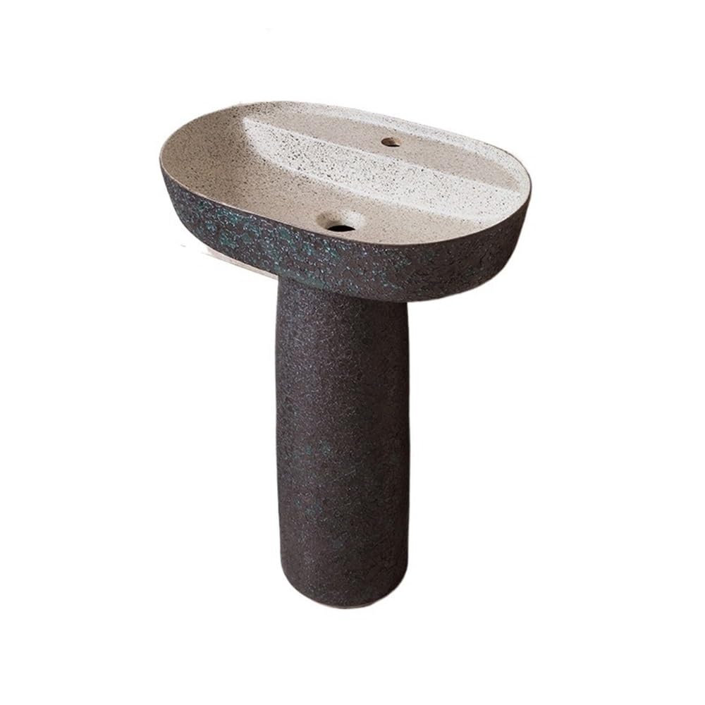 Pedestal que ahorra espacio Lavabo de pedestal cerámica creativo, lavabo pie con grifo y desagüe