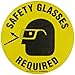Brady 97613 17" Diameter, Vinyl Film With Clear, Matte Anti-Slip Overlaminate, Black On Yellow Floor Safety Sign, Legend Safety Glasses Required (With Picto)