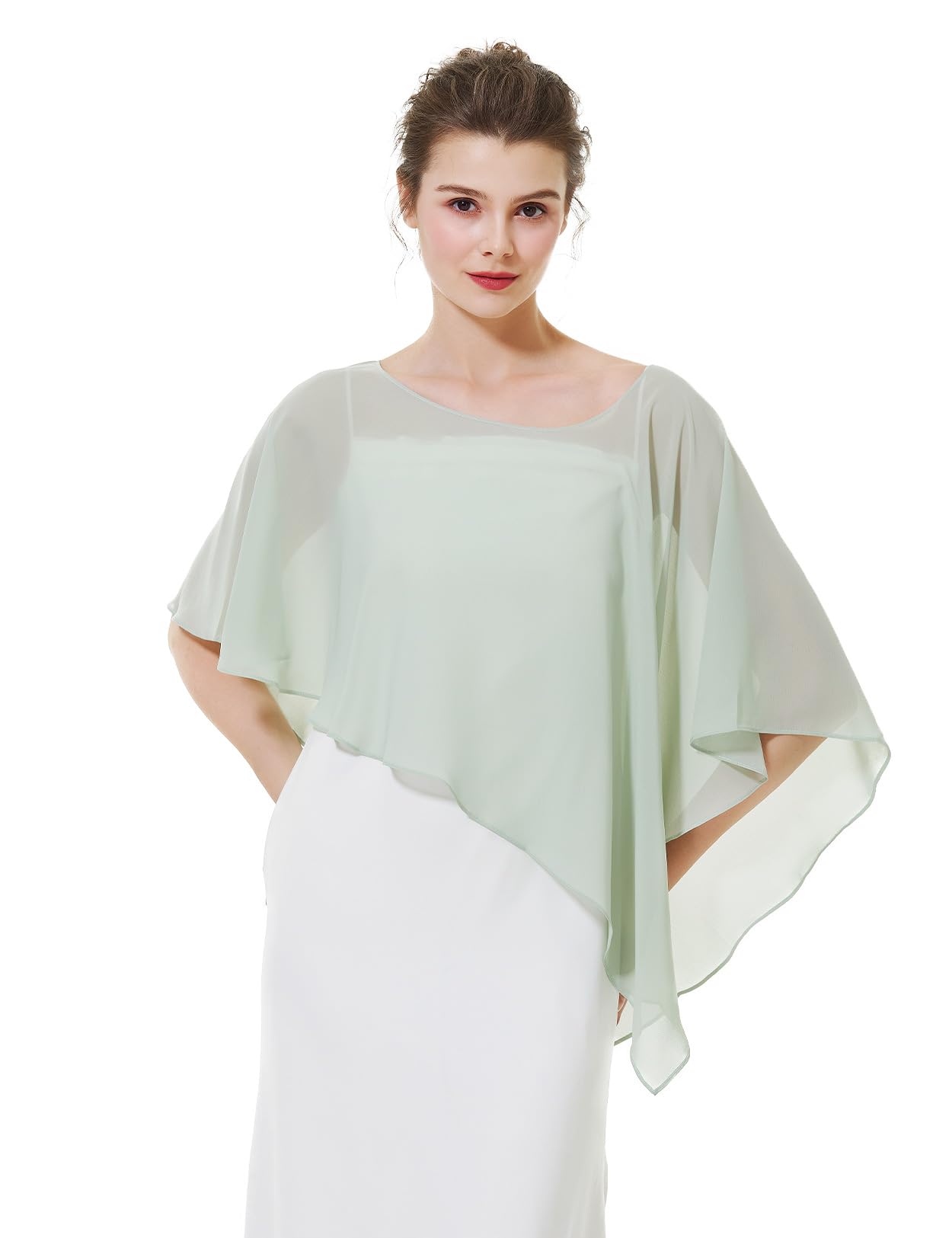 BEAUTELICATE Châle Étole en Mousseline de Soie Boléro Cape De Femme Mariée Mariage Soirée D’été Demoiselle d'honneur