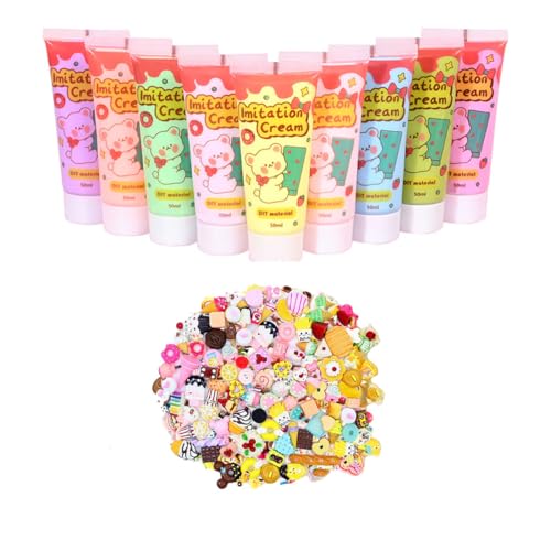 HanQ 50ml Simulation Imitation Cream Adhesive Gel DIY Fake Whipped Cake Cream Glue for Handmade Phone Case Mirror Jewelry Accessories Decoration with Nozzles (14# Blue)