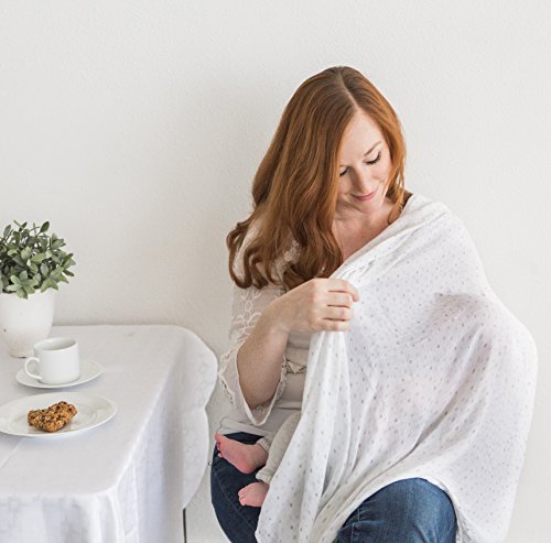 Image of Amazing Baby Silky Swaddle Muslin Blankets, Set of 2, Bamboo Viscose, Drops and Dots, Sterling (Pack of 2)