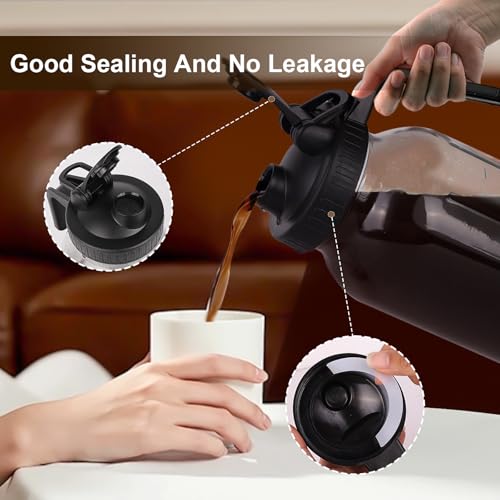 PNHYTUGY Cafeteira Cold Brew – Jarro de vidro resistente de 1,8 g com filtro de aço inoxidável, tamp