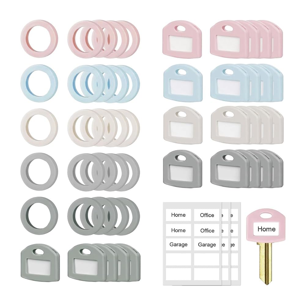 Jnchdghwa As Shown Silicone Key Identifiers Caps Cover Set:50pcs Keys Tags Labels For House Keys Head Protector Cover