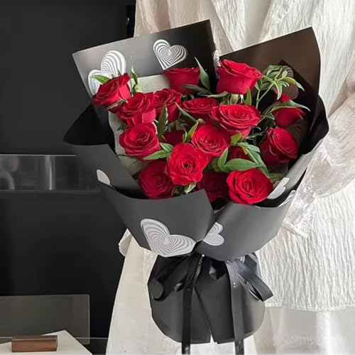Image of Oasis - 20 Sheets Korean Style Waterproof Premium Bouquet Wrapping Sheet (58cm x 58cm, 60 Microns) | Cupid Heart Design, Giftwrap for Flowers & DIY Gift Wrapping Paper For Valentines Day - Red
