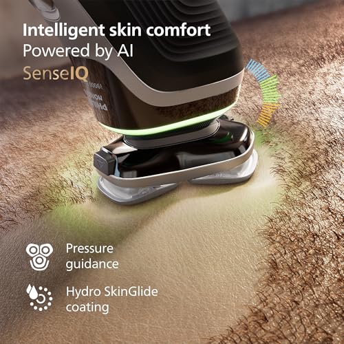 Image of Philips Norelco Shaver i9000 Prestige, Wet & Dry Electric Shaver, Dark Slate Nova, SenseIQ Technology, Triple Lift & Cut System, 360 Rotating Dual SteelPrecision Blades, Charging Stand, XP9204 /85