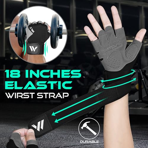 WESTWOOD FOX Guantes de Gimnasio para Entrenamiento de Fitness, Antideslizantes, con absorción de Golpes, Guantes de Levantamiento de Pesas, Agarre Acolchado - Imagen 4