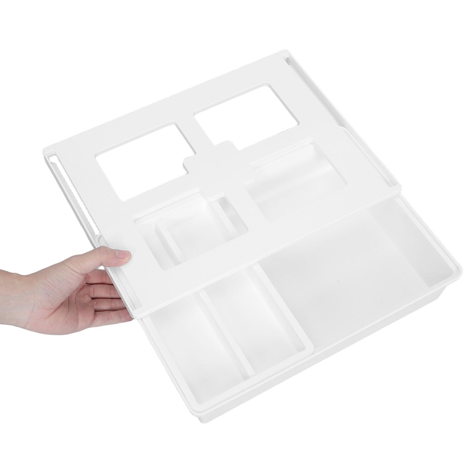 3 Pezzi Scatola Portaoggetti Bianca in Plastica Design Combinato per Organizzazione Flessibile e Salvaspazio da Appendere Sotto la Scrivania