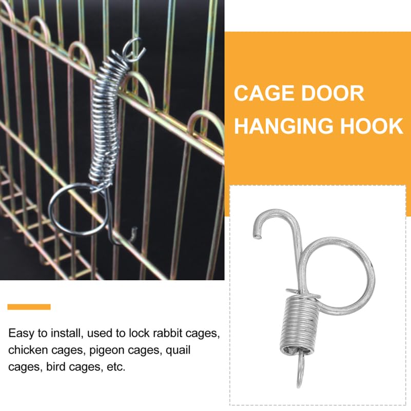 Image of Angoily Multi-Purpose Spring Hooks for Pet Cages Rabbit Bird Pigeon Cage Door Utensil Fixed Hooks Compact Metal Latches