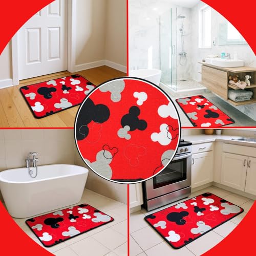 Image of J.Ehonace Red Cartoon Mouse Head Pattern Mat, 17 inchX30 inch